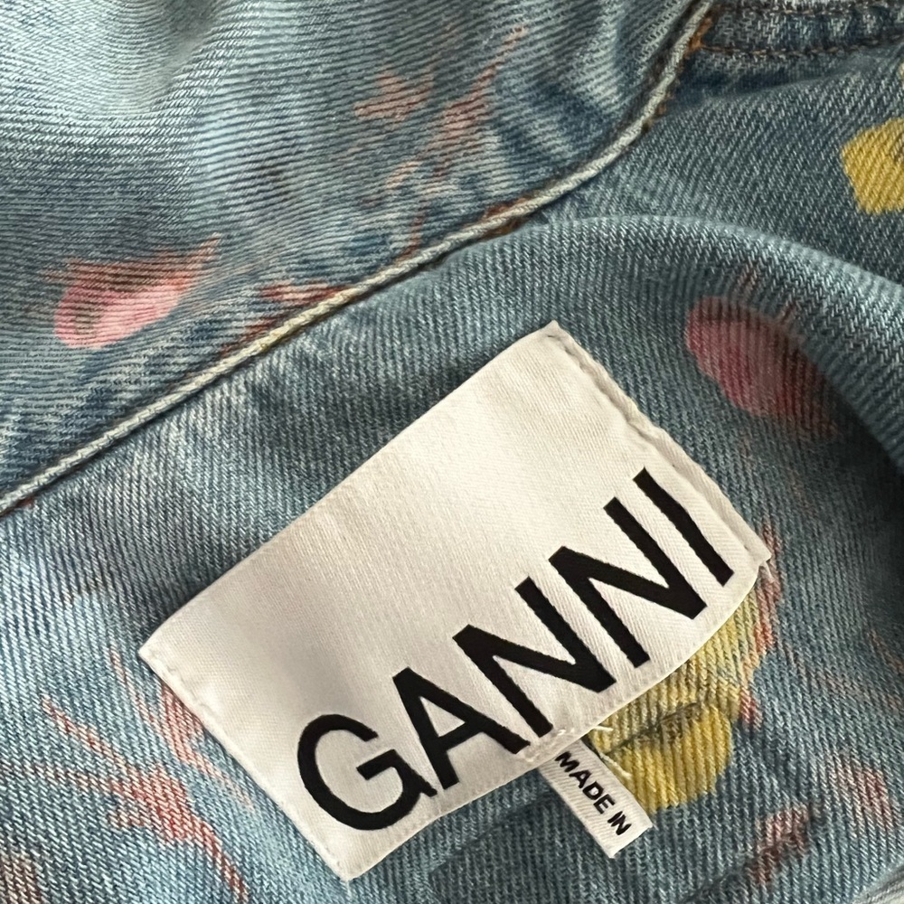 GANNI Oversized Floral Cotton Denim Jacket XS - Picture 6 of 9